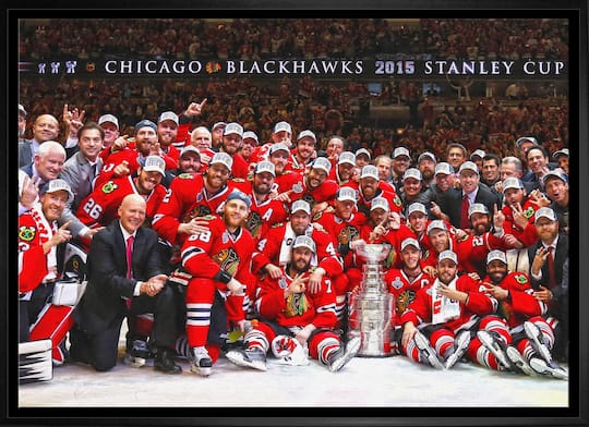 Chicago Blackhawks 20" x 29" Framed Canvas 2015 Stanley Cup 31.5" x 22.5"